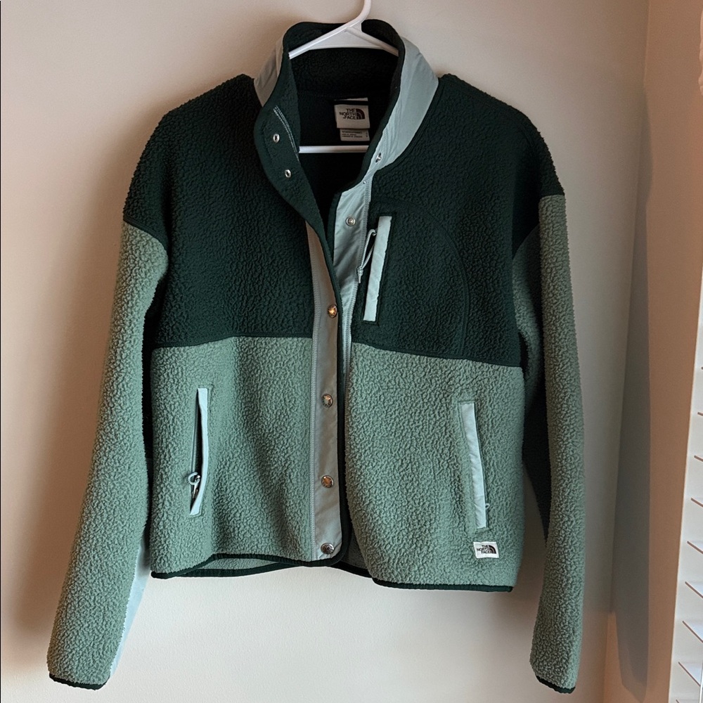 The North Face Women's Green and Gray Teddy Jacket